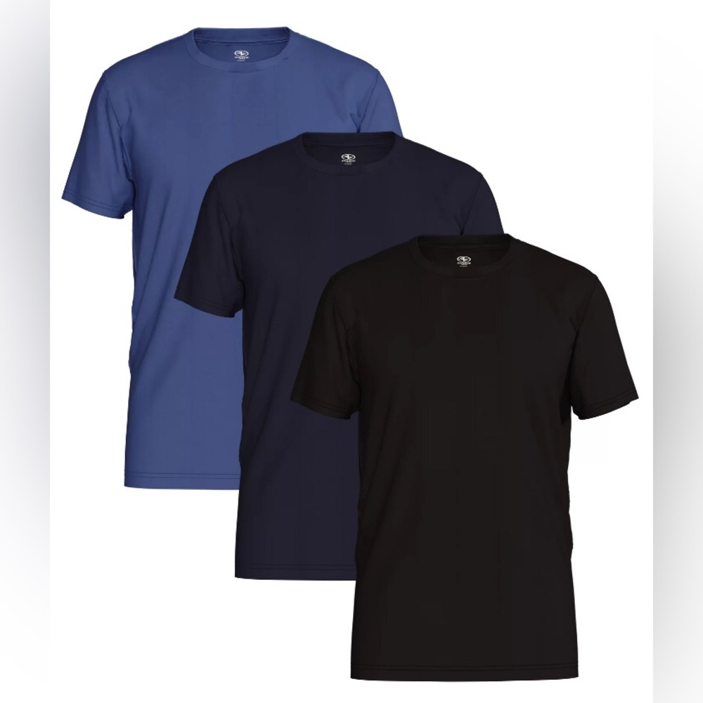 Athletic Works Men's Polymesh Crewneck T-Shirt, 3-Pack